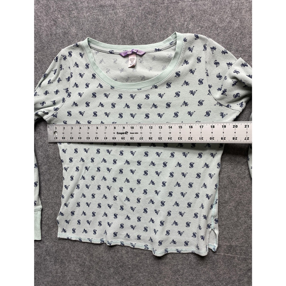 Victorias Secret Pajama Set Womens XS Mint Green Thermal Logo Long Johns - Picture 2 of 16